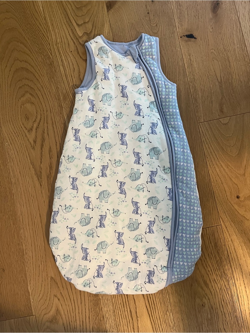 Blue Elephant Print Baby Sleep Sack - Cotton 2.5 Tog 6-18 months